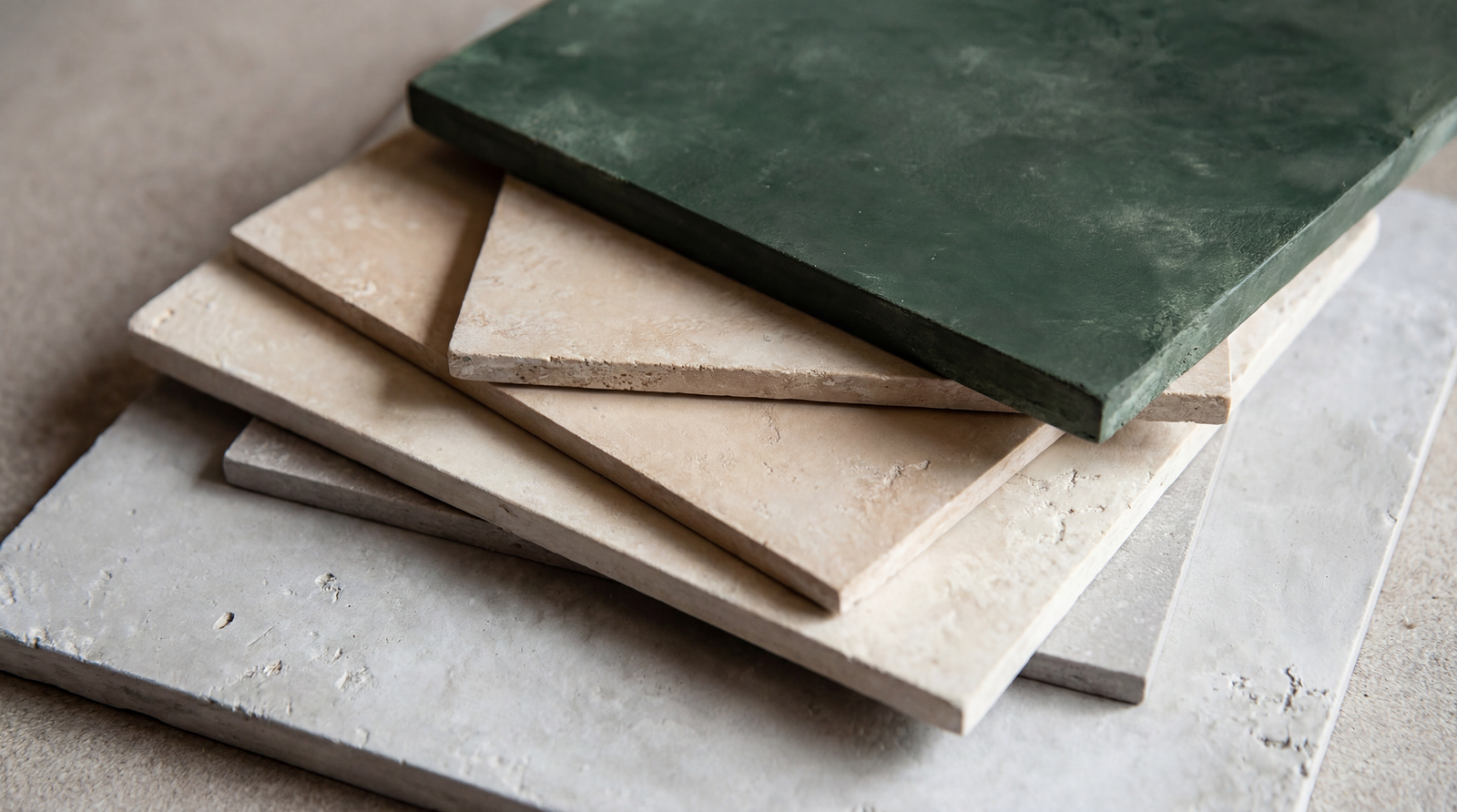 Tadelakt lime plaster samples and textures